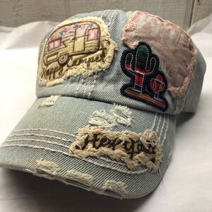 New Kbethos Vintage cap wild and free happy camper prices pale blue adjustable